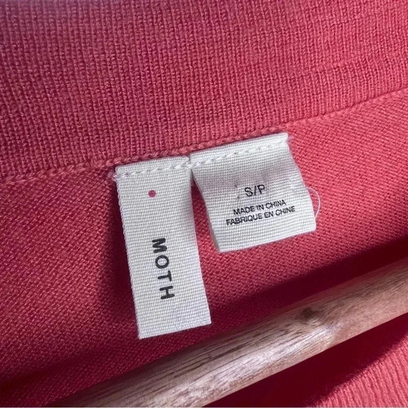 MOTH Anthropologie Breeze Point Orange Wool Blend Sweater Size Small - Picture 4 of 8
